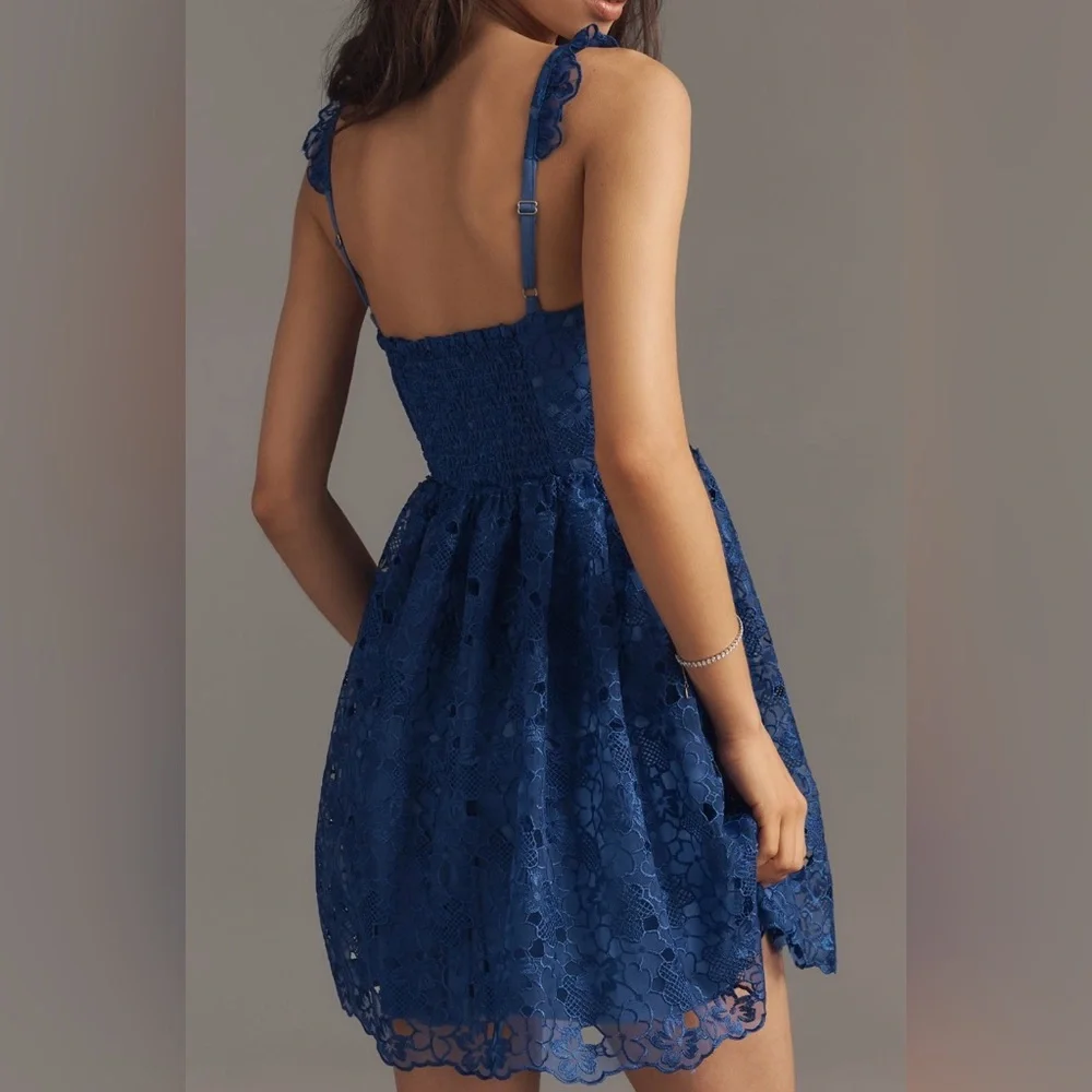 Anthropologie Blue Lace Mini Dress - Picture 5 of 14